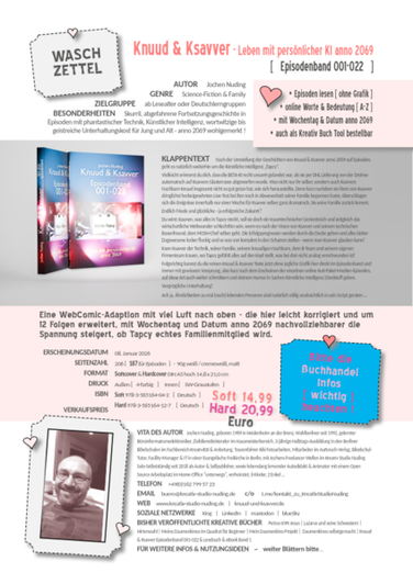 Zum Episodenband 001-022 von Knuud & Ksavver kannst du den Waschzettel als PDF kostenlos für deine Projekt nutzen